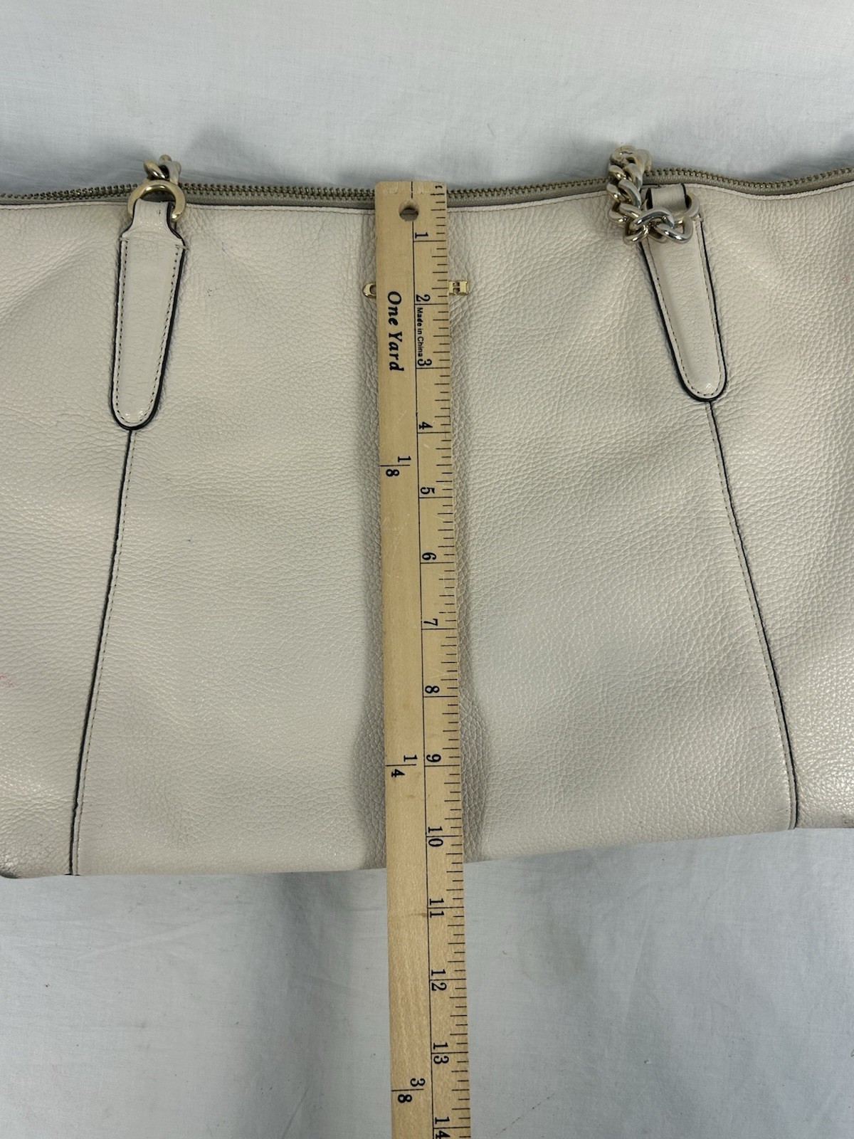 Coach F29007 Ava Chain Tote In Ivory Crossgrain Leather