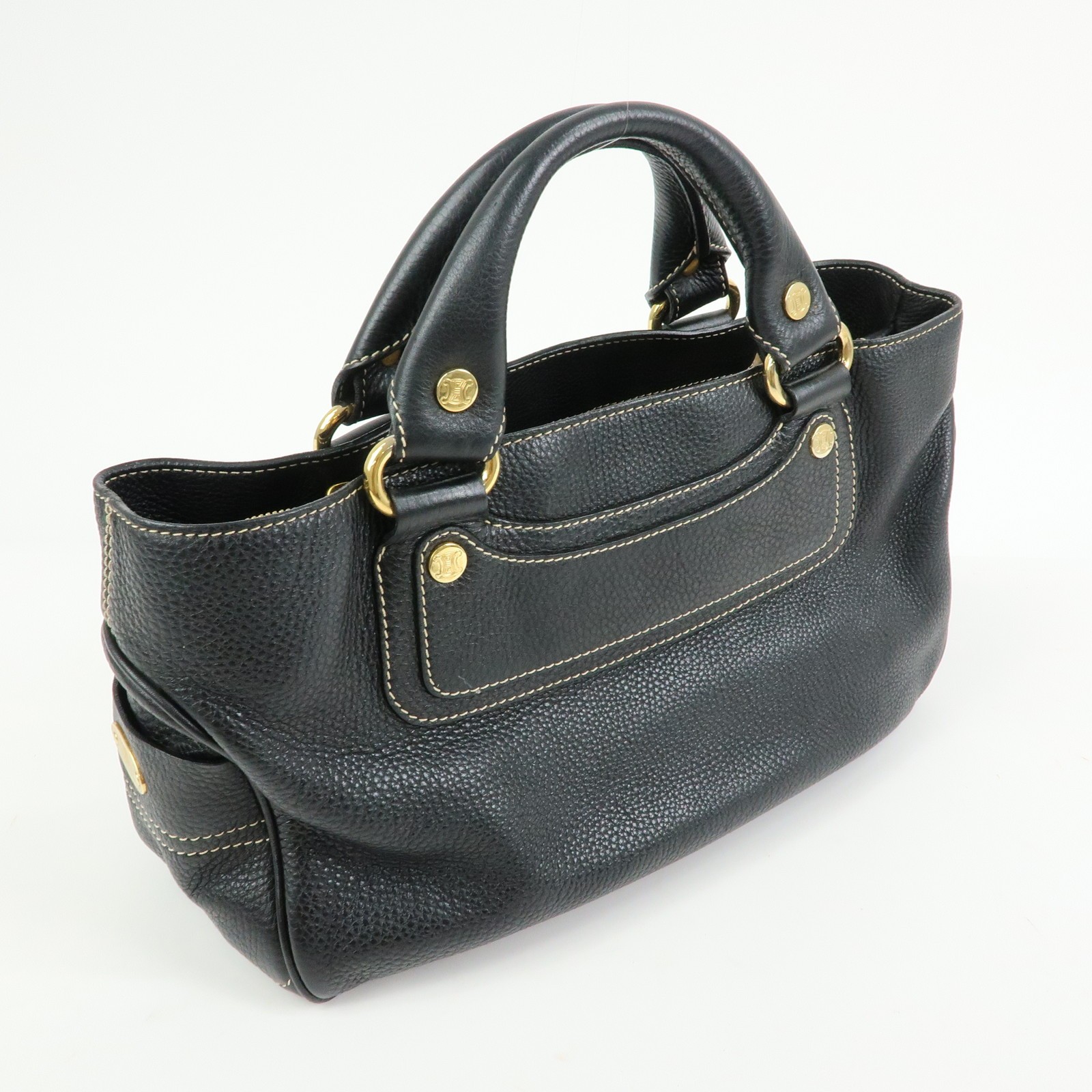 CELINE Leather Boogie Bag Hand Bag Black Authentic Used F/S