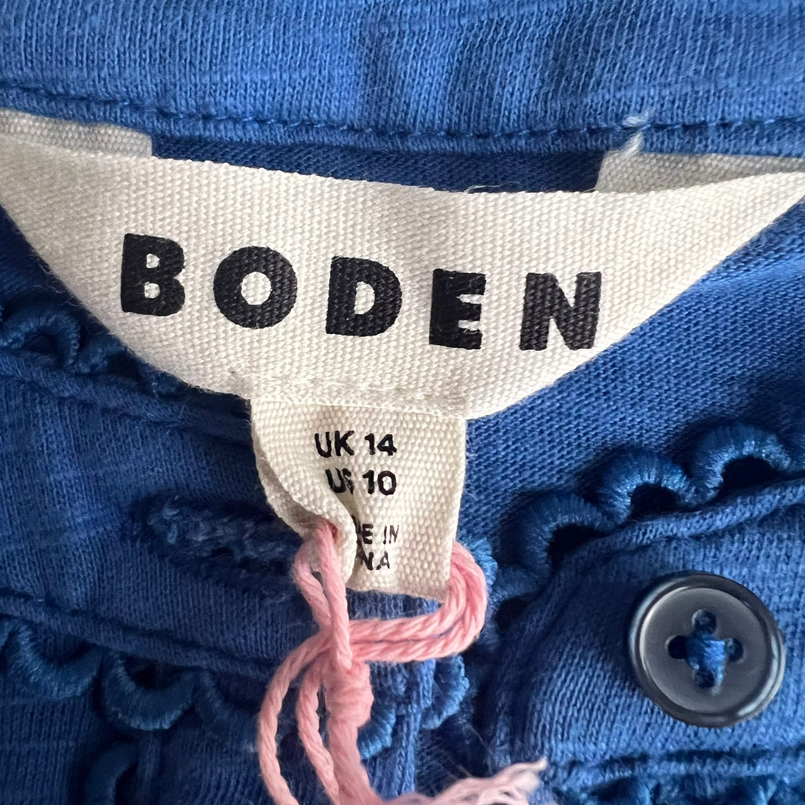 NWT Boden Top Blouse Size 10 Blue Henrietta Pintuck Henley Cottagecore Cotton