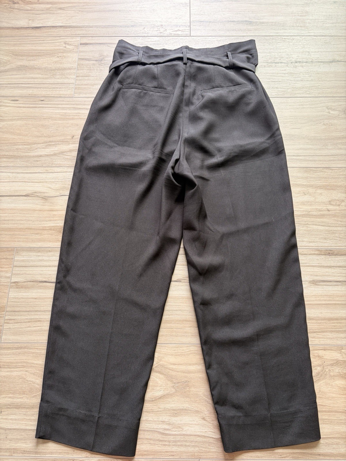 Madewell Drapey Paperbag Pants Womens 6 Black Tie Waist Cropped Tapered