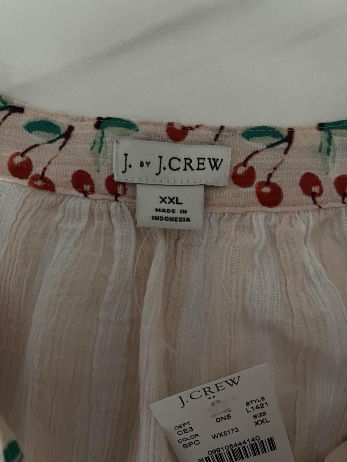J.Crew Cherry Striped Mixed Print Gauzy Tunic Top – Coverup Size XXL. *NWT*