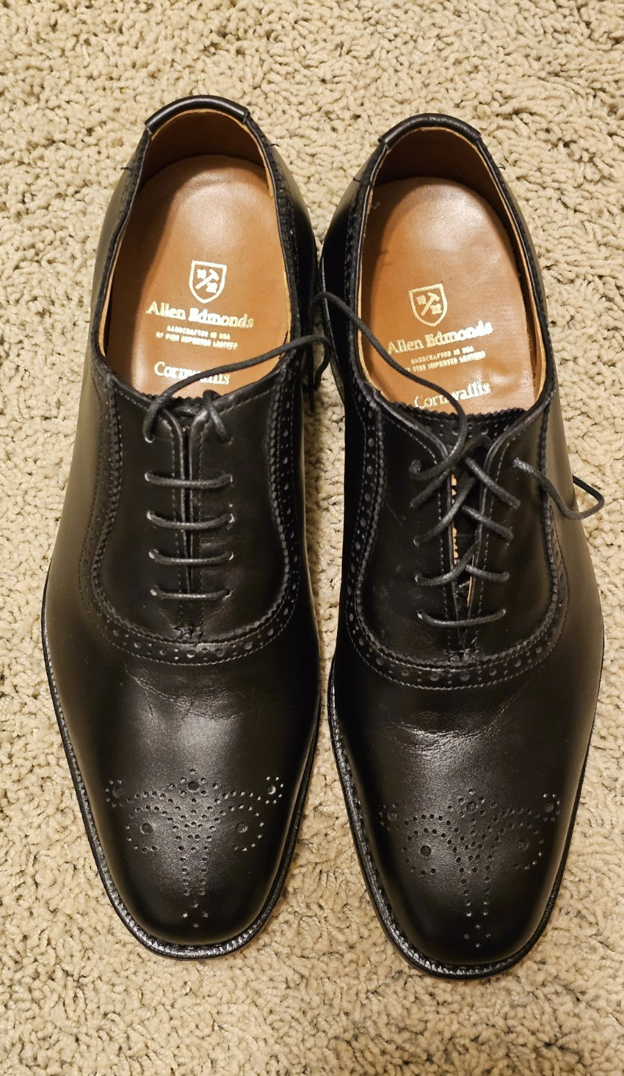 Allen Edmonds Cornwallis Men’s Black Leather Wingtip Oxford Dress Shoes 9D 1052