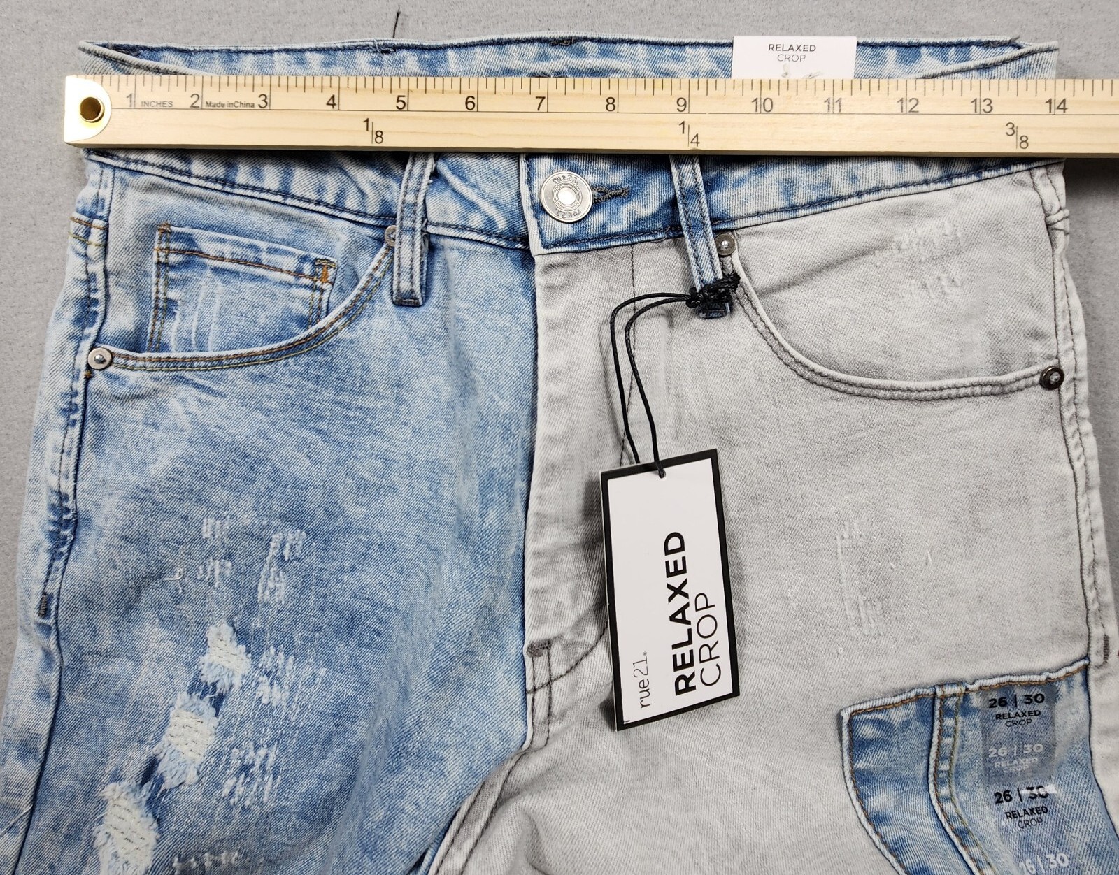 Paint Splatter Patchwork Relaxed Crop Jeans Straight Leg Mens 90s Retro