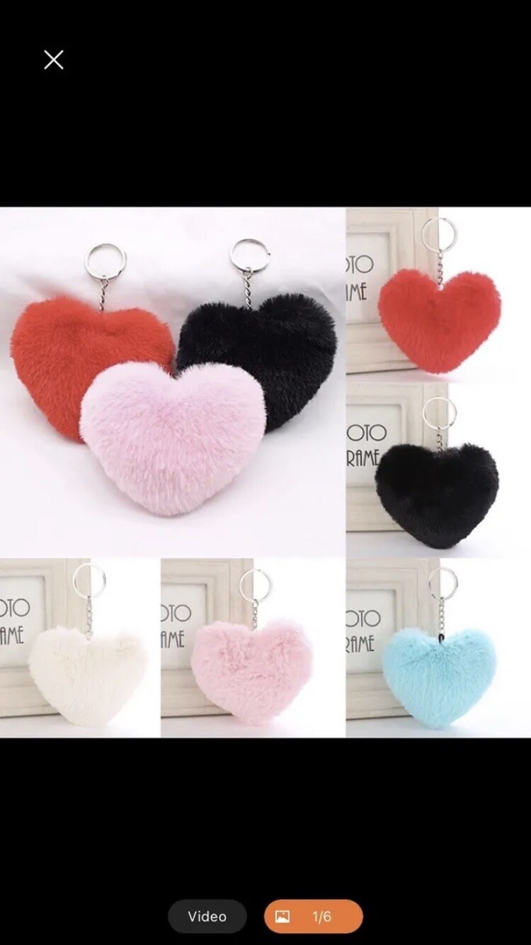 4 Packs Love Fancy Soft ad for spray holder wallet Bulk Cute Fur Heart Keychain
