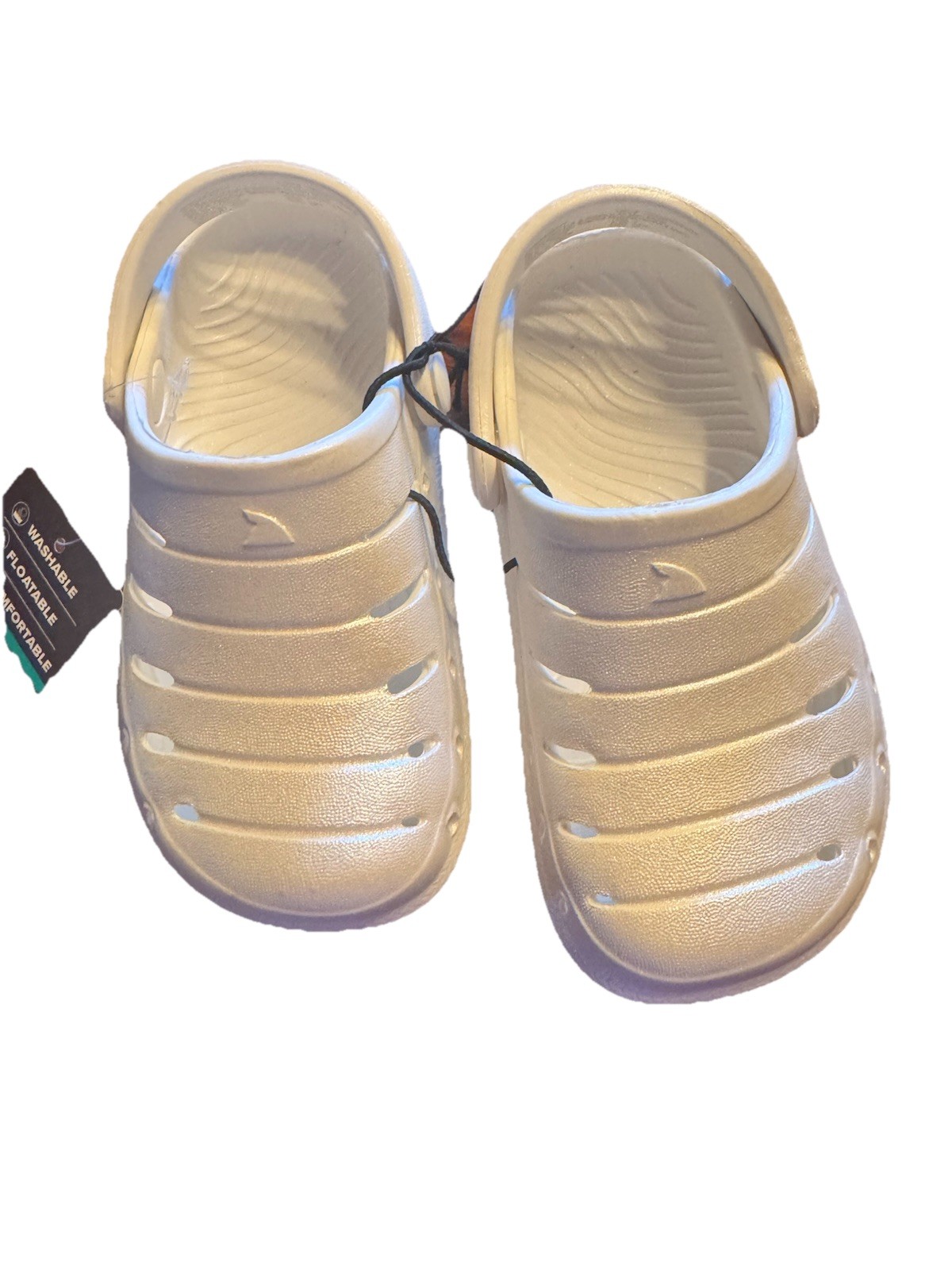 Rugged Shark Toddler size 7 Girls’ Swivel-Strap EVA Clogs color Pearl NEW