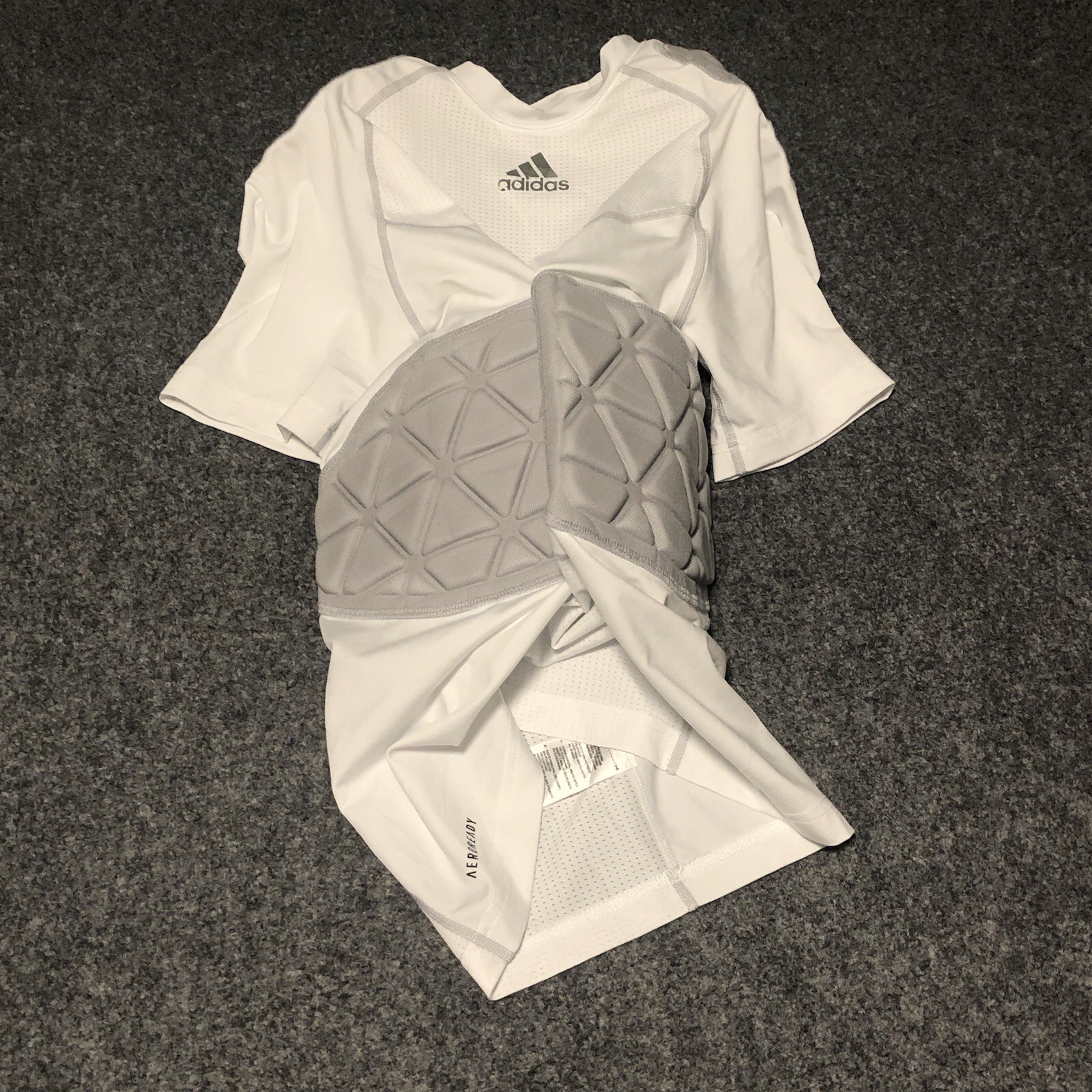 Adidas Football Shirt Mens Small White Gray 5 Pad Padded Girdle Compression