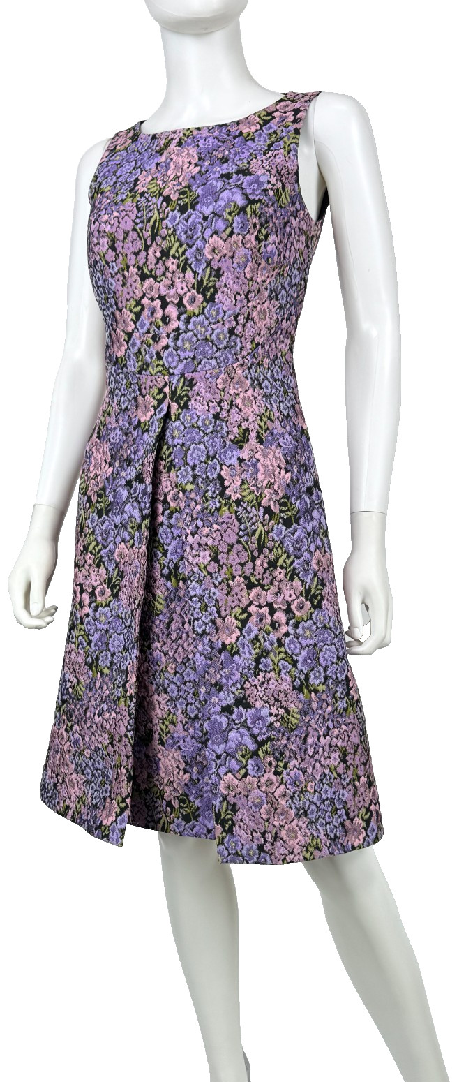 $1.7K Michael Kors Collection Jacquard Lilac Floral Dress 4 US 40 S Lined Runway
