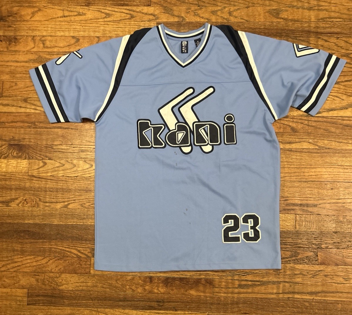 Karl Kani Vintage Hip Hop Light Blue Jersey Shirt Size XL Oman Made Y2K 2000s