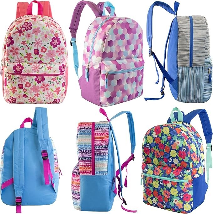 24-Pack 17″ Bulk Backpacks for Students in 24 Assorted Colors