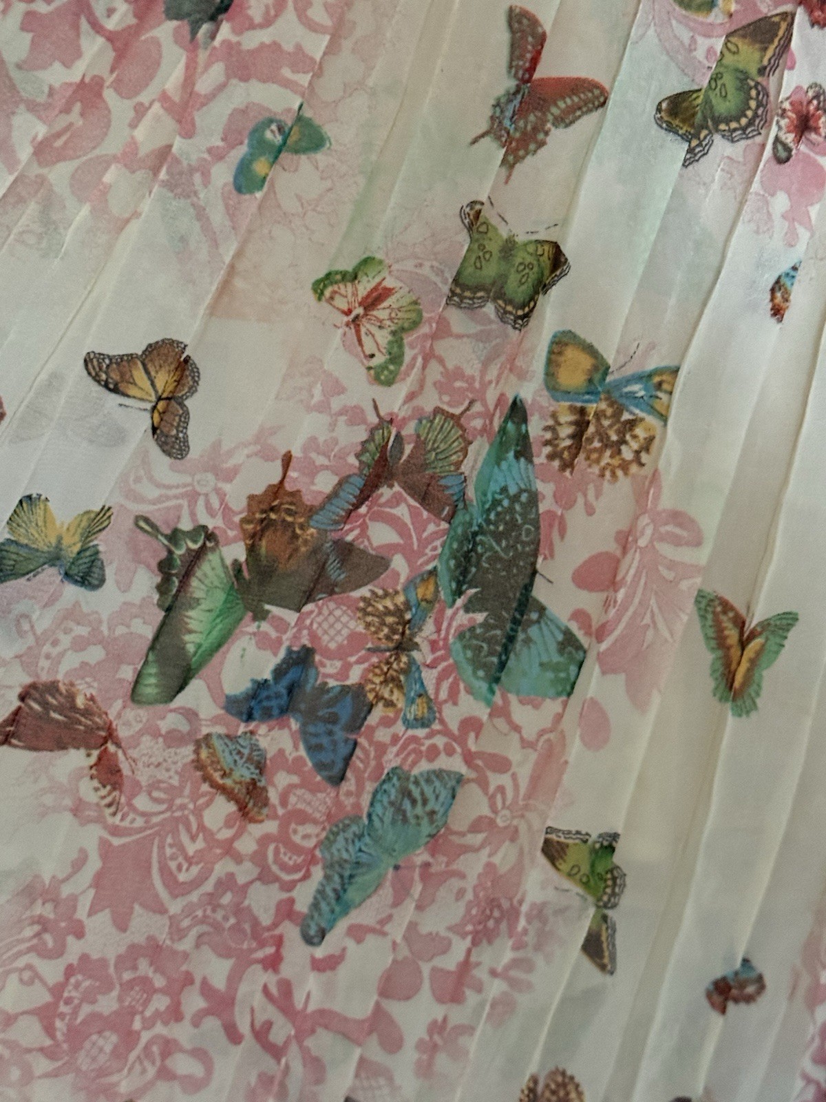 BNWT Beautiful Ladies Floral Butterfly Pleated Summer Dress Size M 10-12
