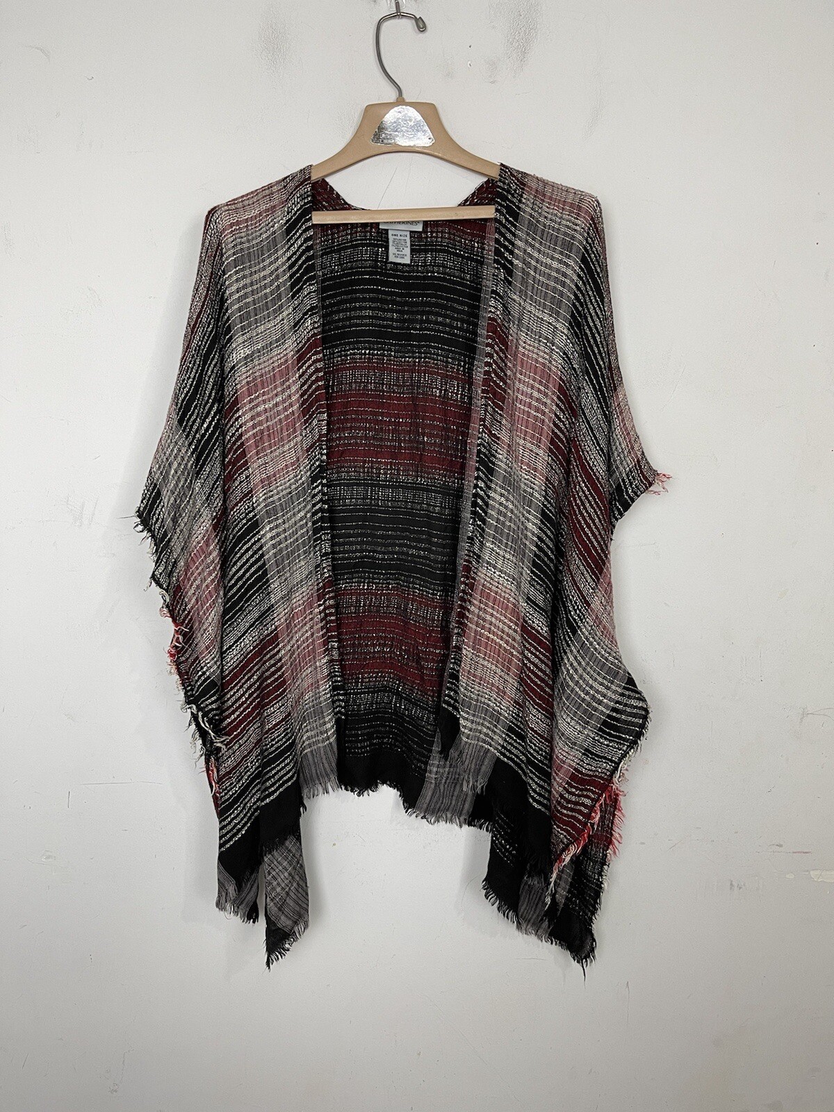 Catherines Womens Kimono Wrap OS Country Beachy Kaftan Southwestern Knit Plaid