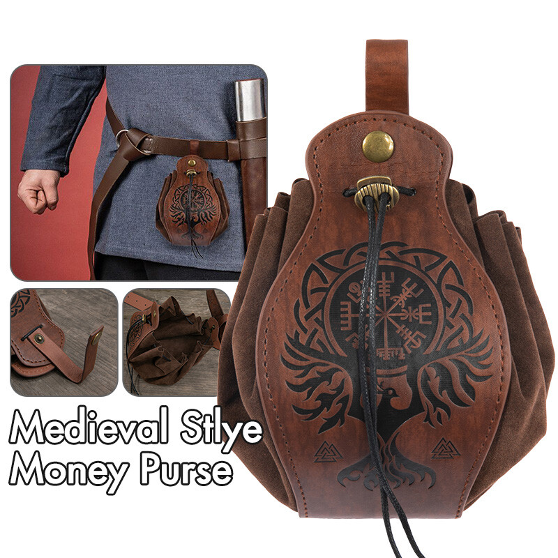 Men New Medieval Cosplay Pouch Bag Retro Knight Viking Hangable Belt Coin Purse