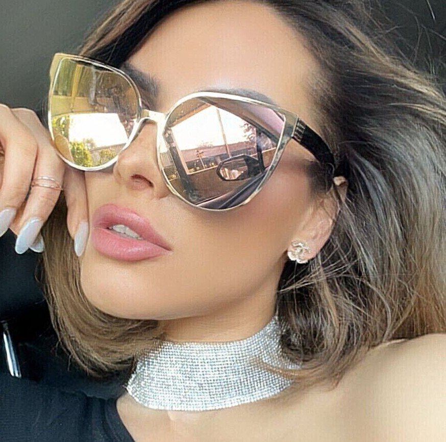Sunglasses BARBIE Pink Princess Metal Cat Eye Oversized Mirror Lens Women ASTRO