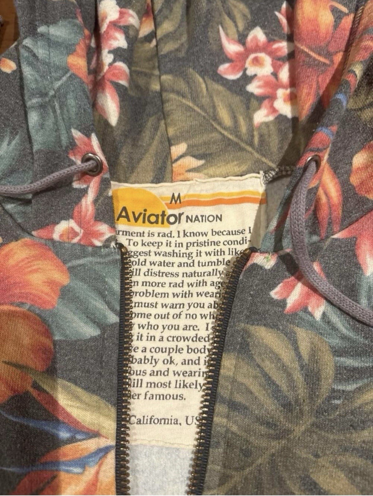 Aviator Nation Kauai Tropical Zip Hoodie – Size Medium
