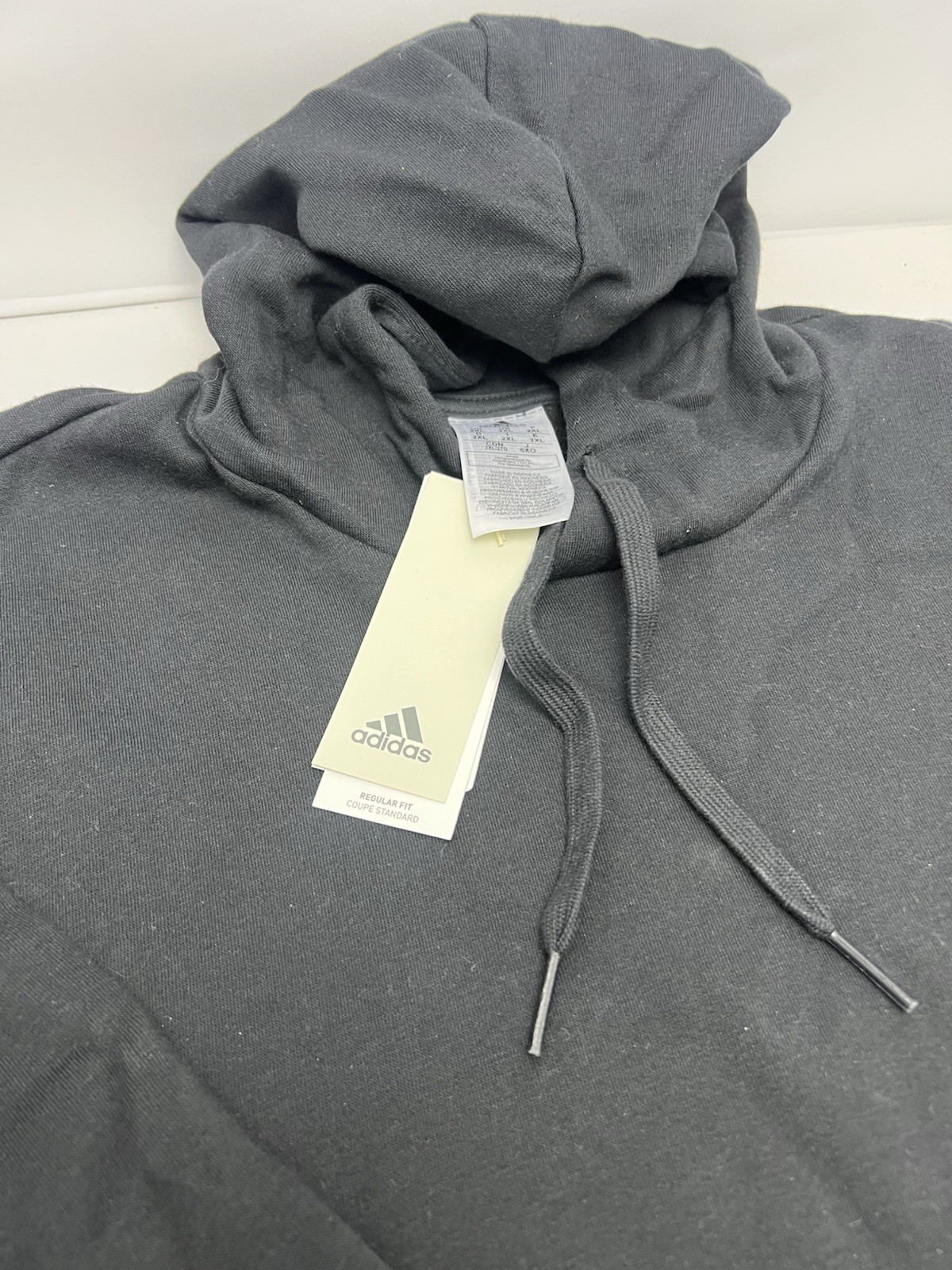 NEW Adidas 2XL Mens Black Pullover Feel Cozy Fleece Hoodie Sweatshirt GV5294