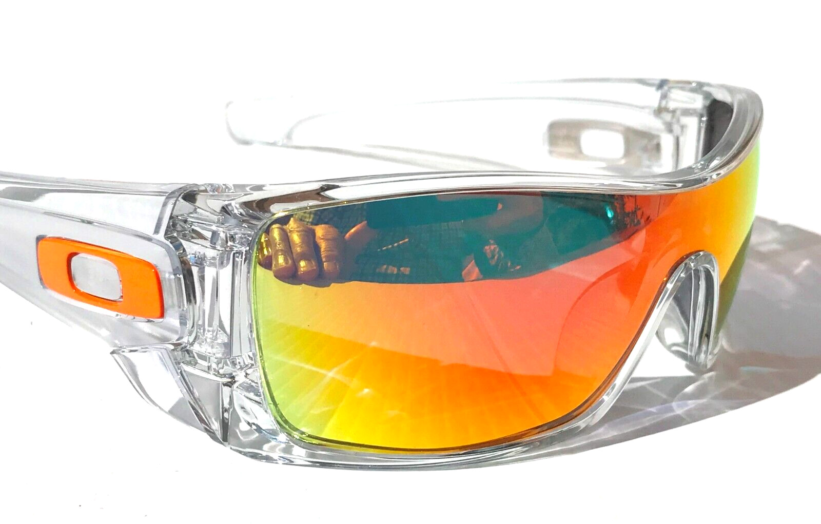 NEW Oakley BATWOLF Clear Orange Icon POLARIZED Spectra Ruby Lens Sunglass 9101