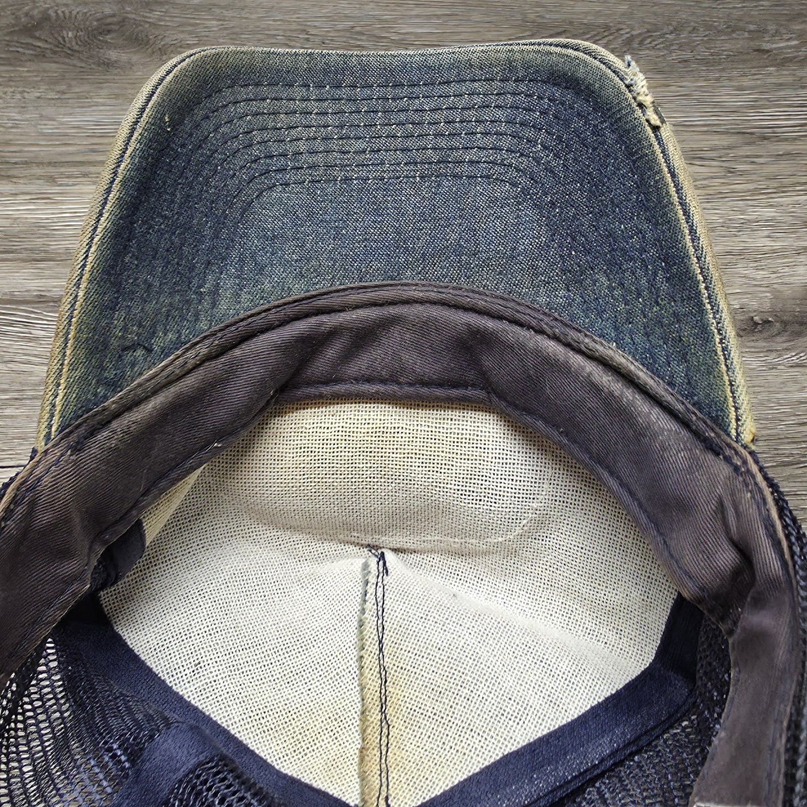 Vintage Star Track Train Railroad Crossing Denim Hat – Right Of His Head