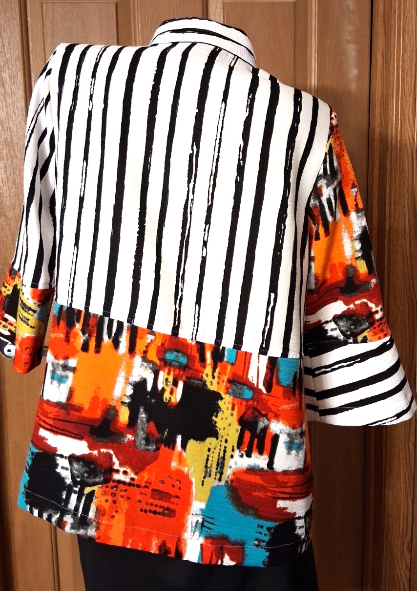 Ali Miles Multicolored Jacket Bracelet Sleeves Buttons Collar Misses PM
