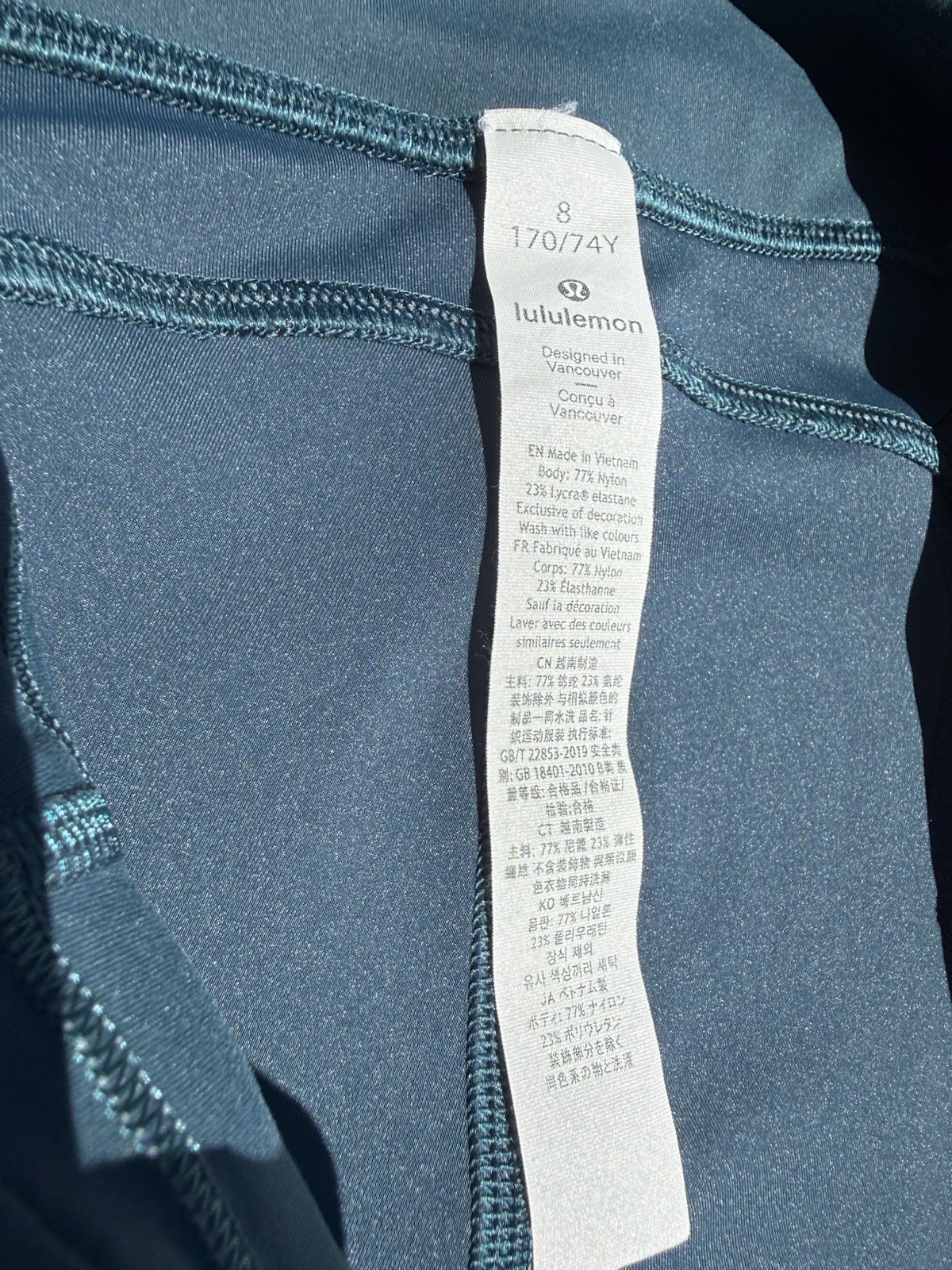 Lululemon Fast and Free Biker Short Compression Blue Women Size 8 Teal High Rise