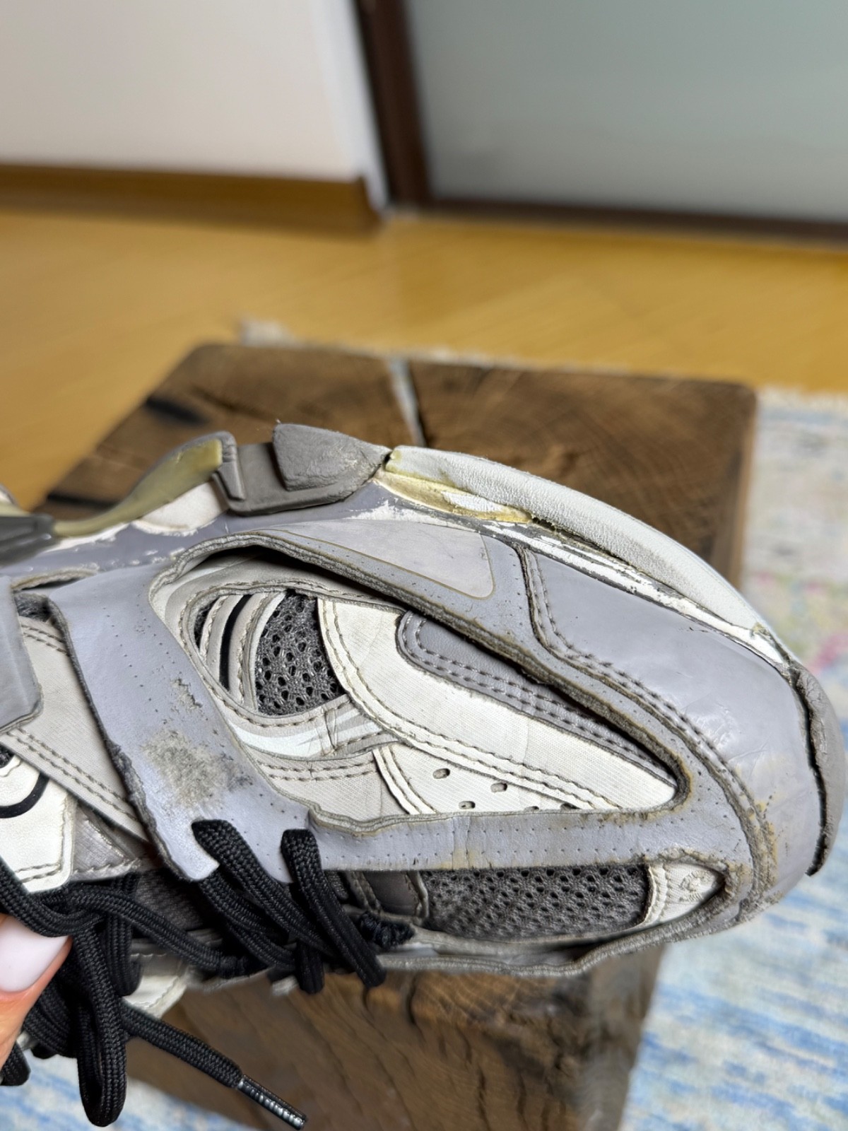 Balenciaga Grey/White Mesh and Leather Track Sneakers Size 43EU