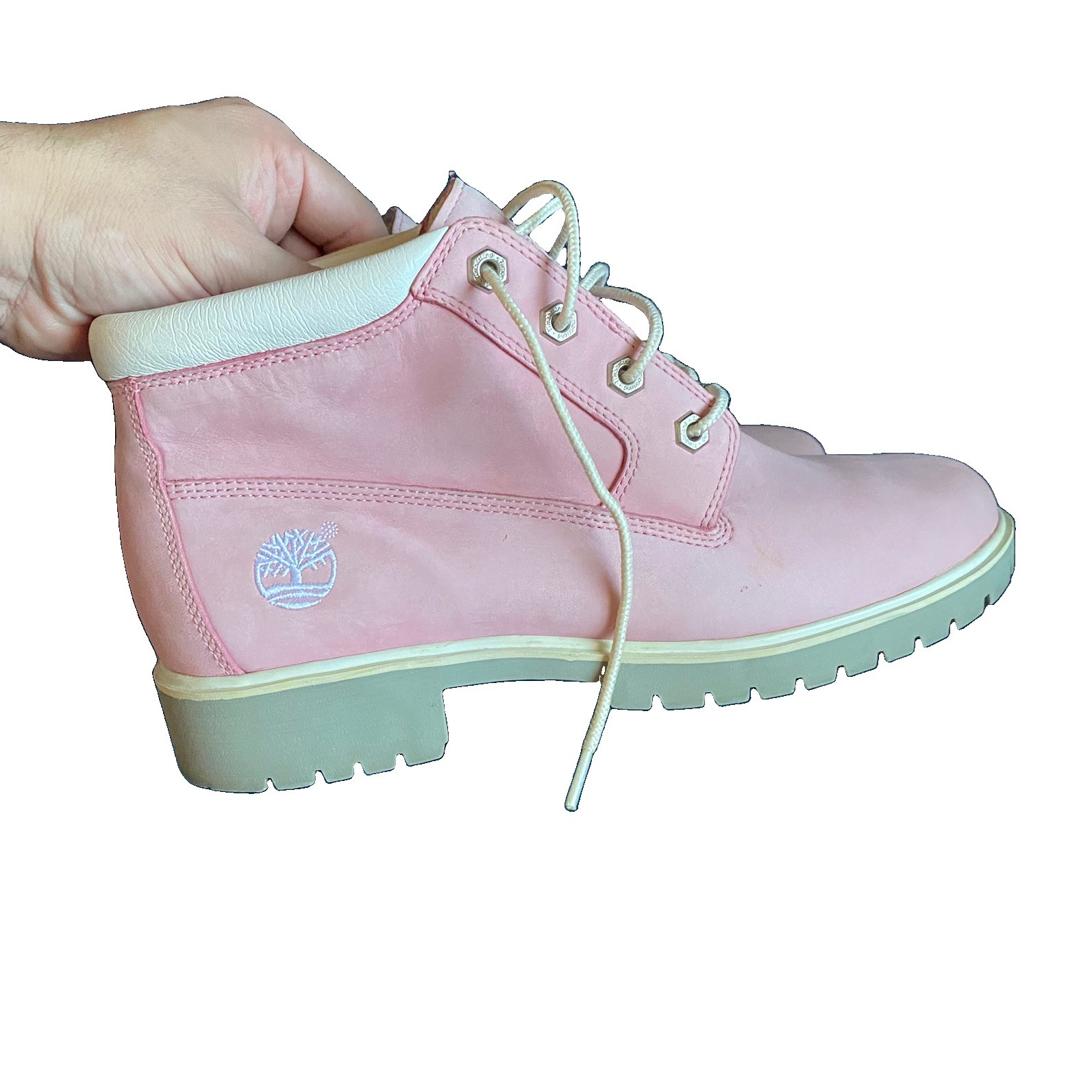 Timberland women Chukka pink Nubuck Leather Waterproof Boots 23308 Womens SZ 9.5