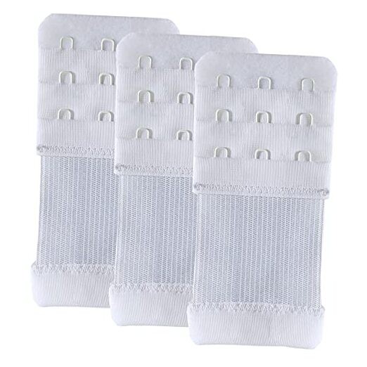 Bra Extender 3 Hook Elastic Stretchy Bra One Size White, 3 Hook, 0.5inch(1.3cm)