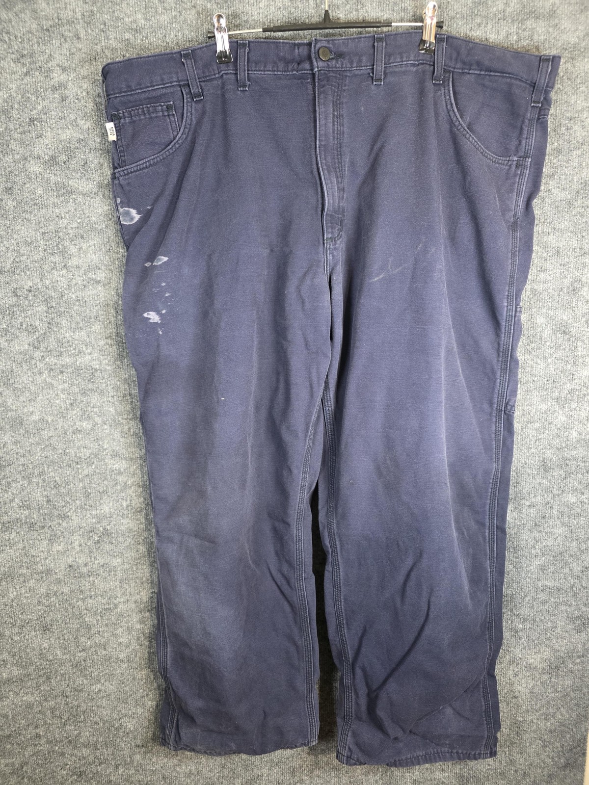 Carhartt FR Pants Mens 48×30 Navy Blue Loose Fit Flame Resistant Workwear Stain