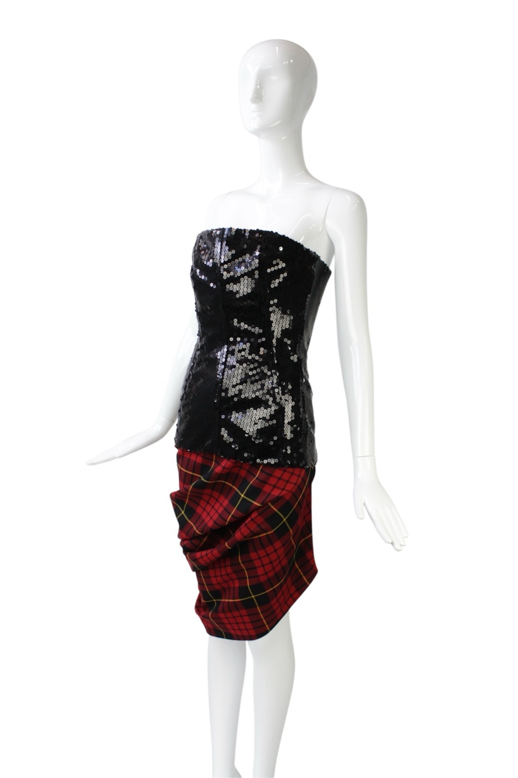 ALEXANDER MCQUREEN JOAN 1998 TARTAN ASYMMETRICAL ENSEMBLE!