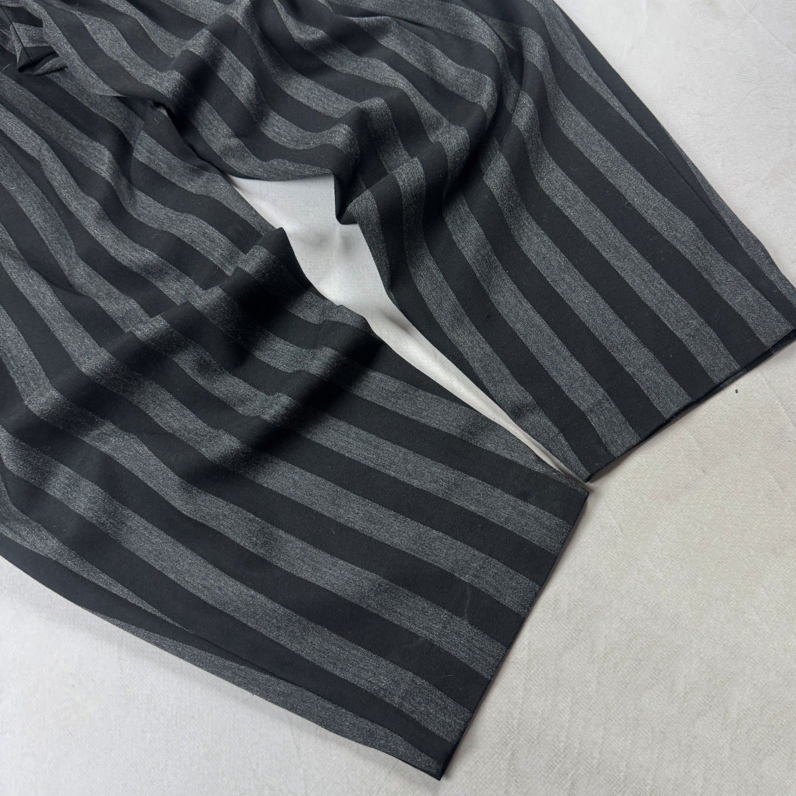 Vintage Black Gray Striped Balloon Trousers Baggy Avant Garde Pants