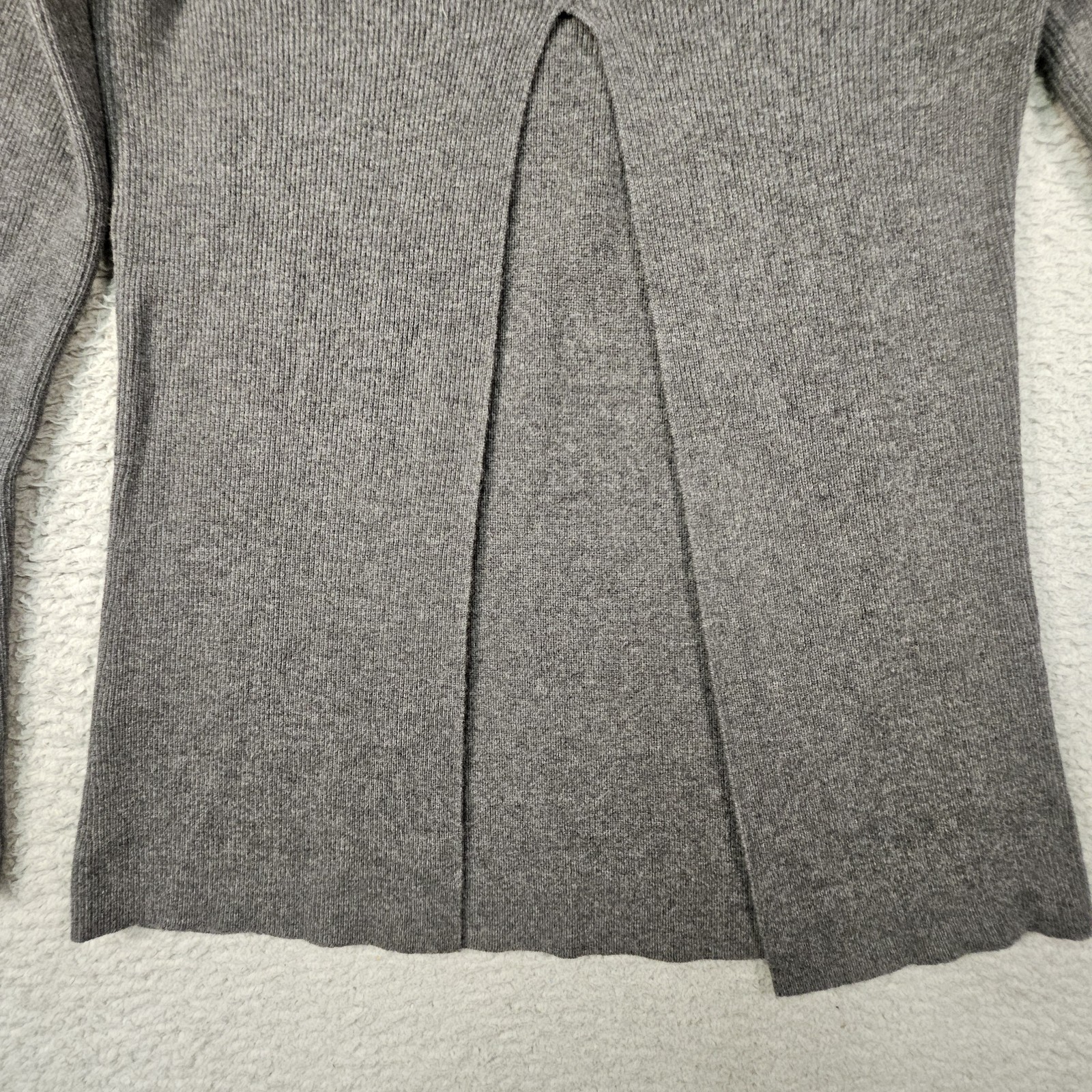 Robert Rodriguez V Back Sweater Womens M Gray Wool Cashmere Bell Sleeve Designer