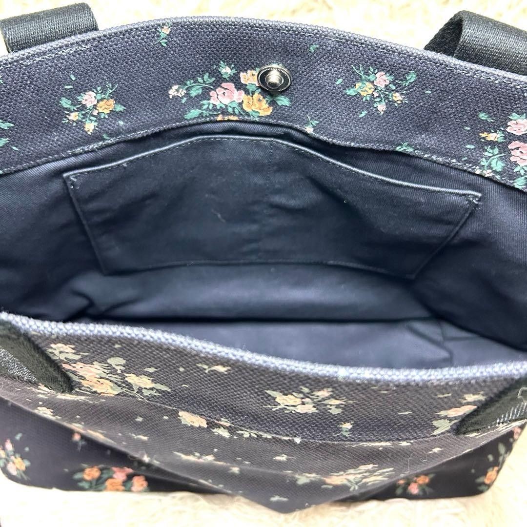 COACH Disney 91116 Tote Bag Navy Canvas with Multi Floral Print Large Capacity