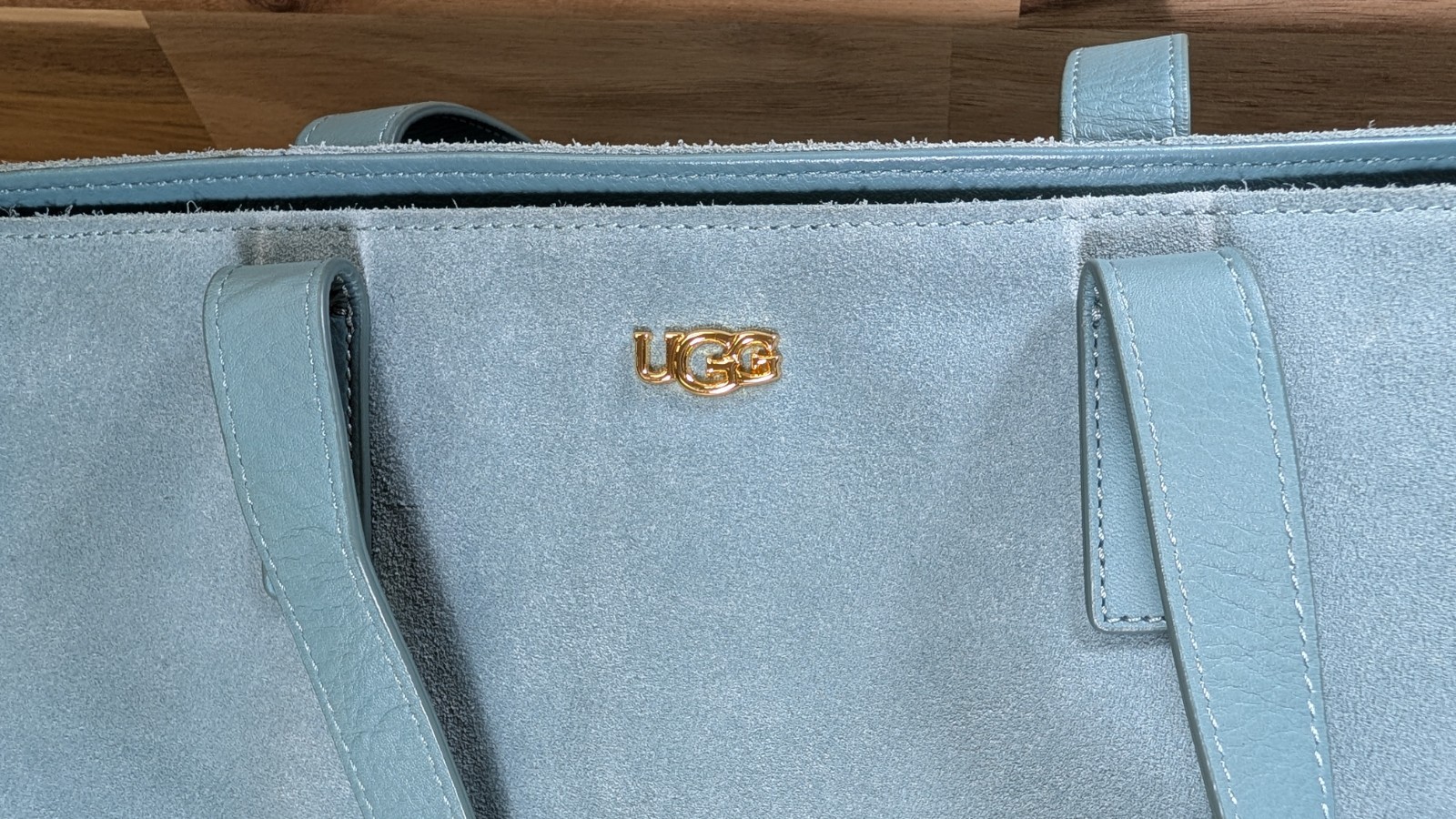 UGG Premium Suede & Leather Tote Bag Chambray Blue Pristine w/ Dust Bag