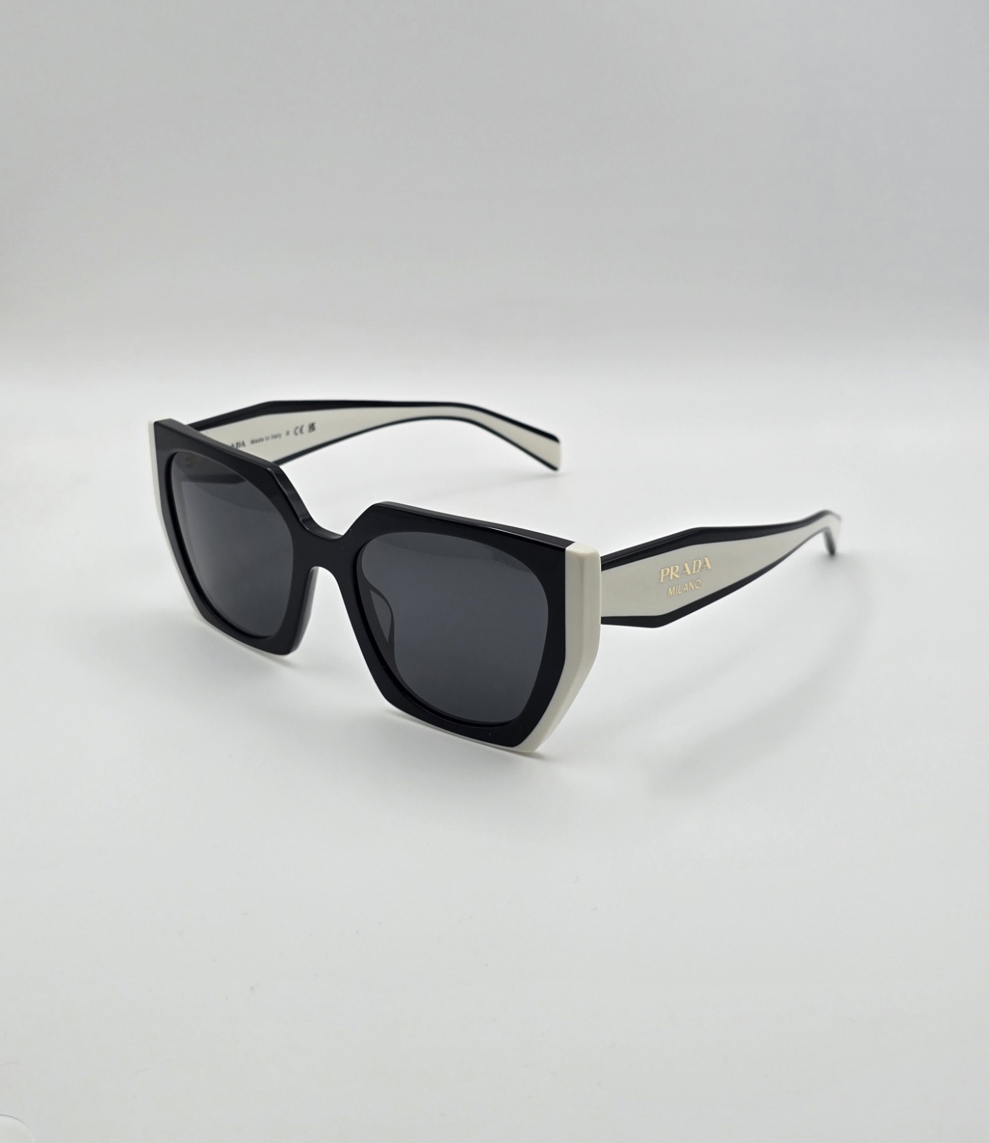 Prada PR15WS 09Q-5S0 Black / Talc – Dark Grey Lens 54mm Sunglasses