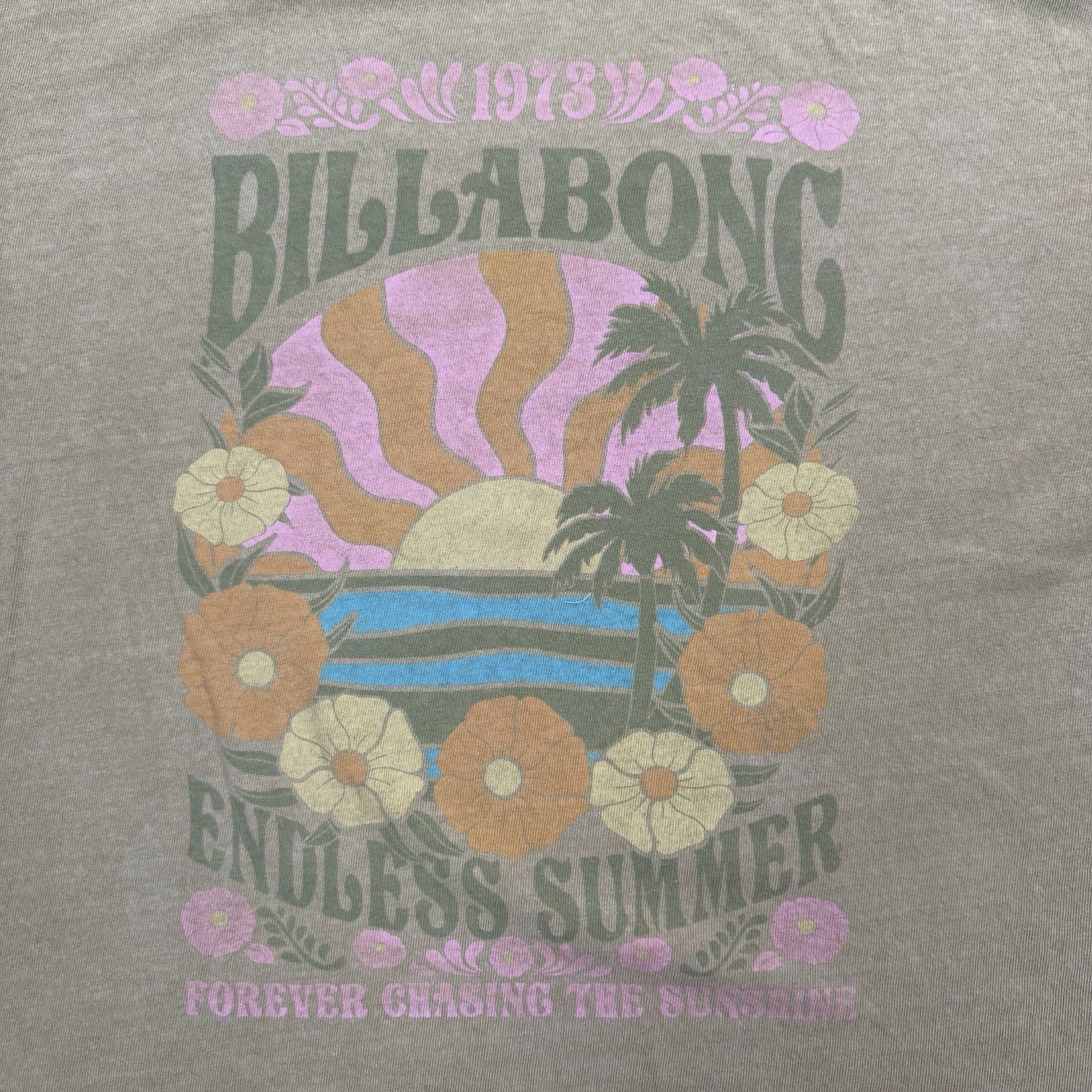 VTG BILLABONG Green Oversized Graphic T-Shirt Mens Sm Cropped Surfing Beach 90s