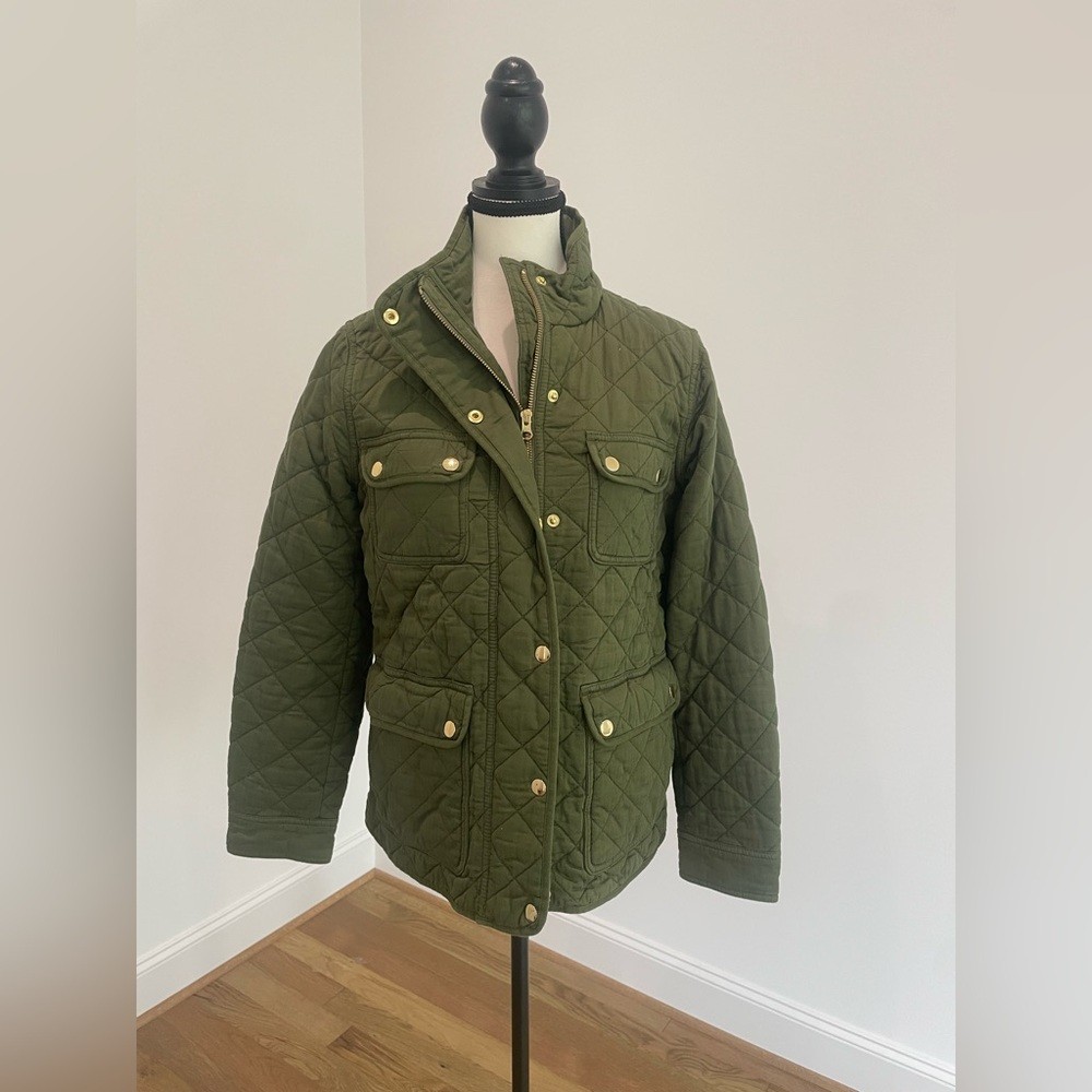 J.Crew Quilted Downtown Field Jacket in Deep Moss