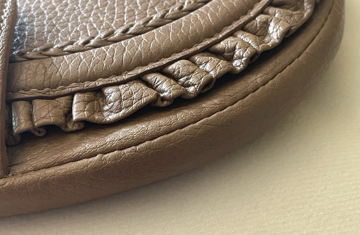 NWOT Brighton, Half Circle, Frilled Leather Wallet, Cross Body Purse Chain