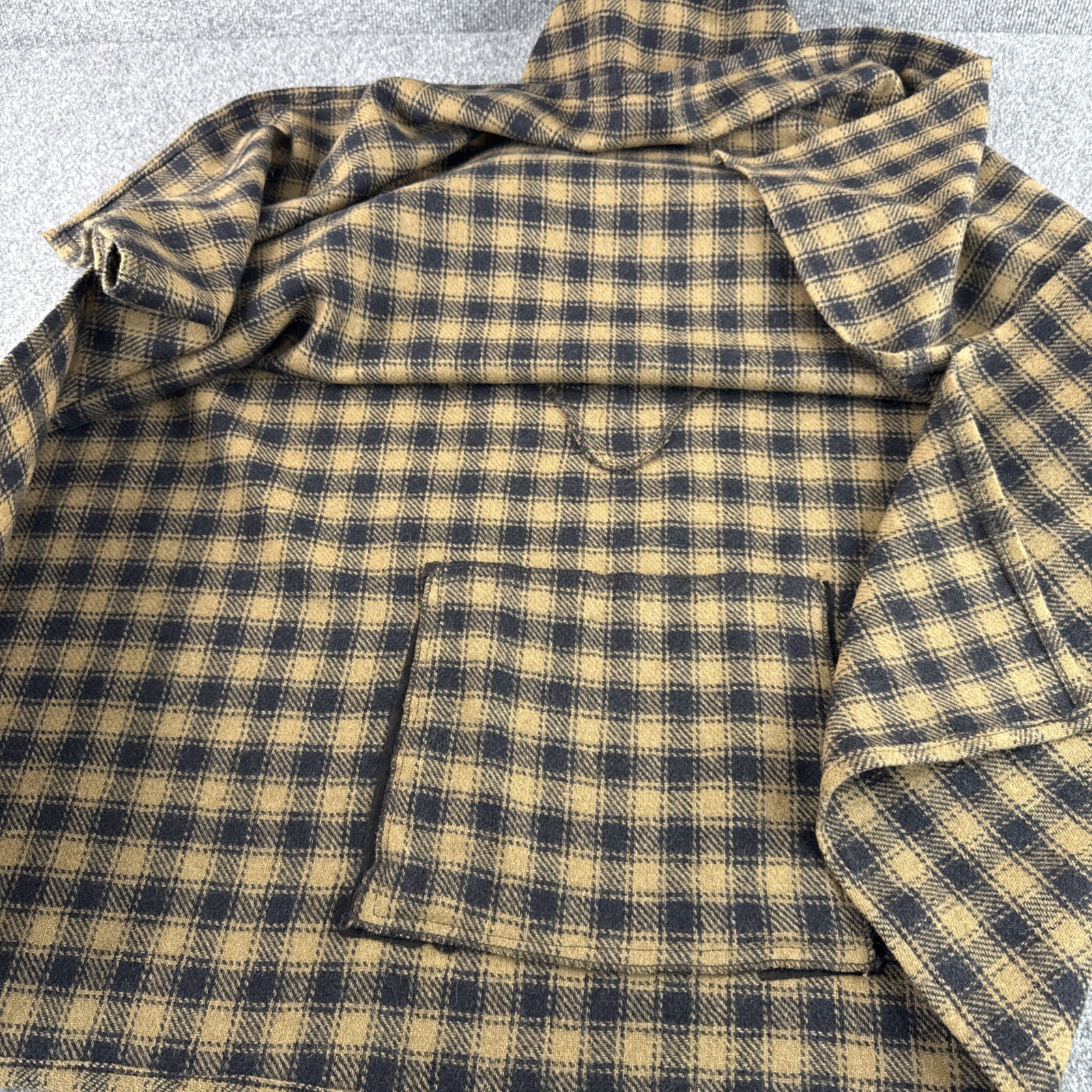 Harvé Benard Wool Cape Coat Womens Small Brown Plaid Hooded Vintage Style Jacket