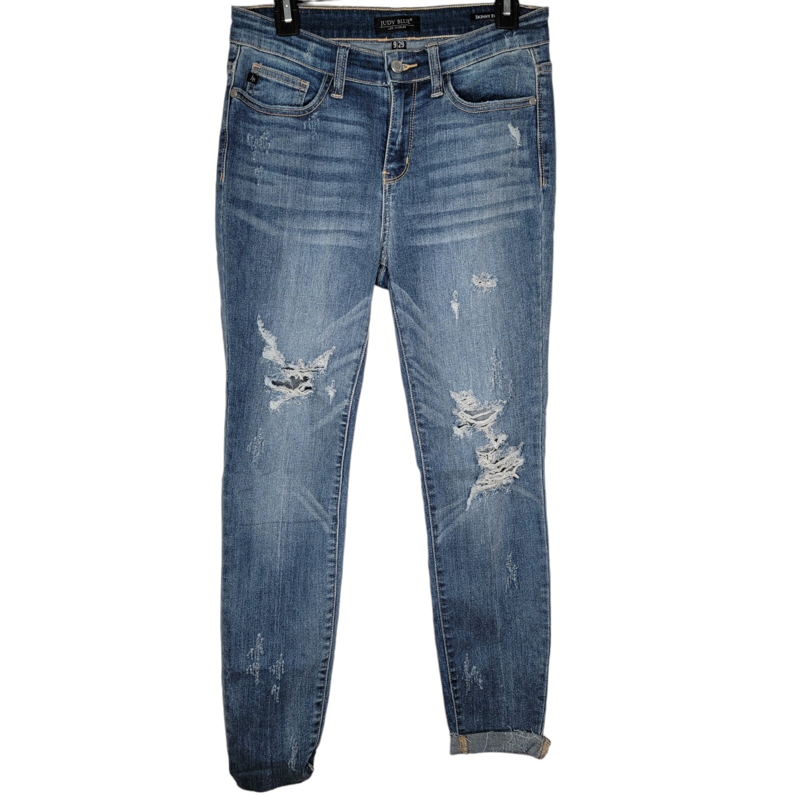 Judy Blue 9 / 29 Destroyed Distressed Skinny Fit Medium Wash Blue Women’s Jeans