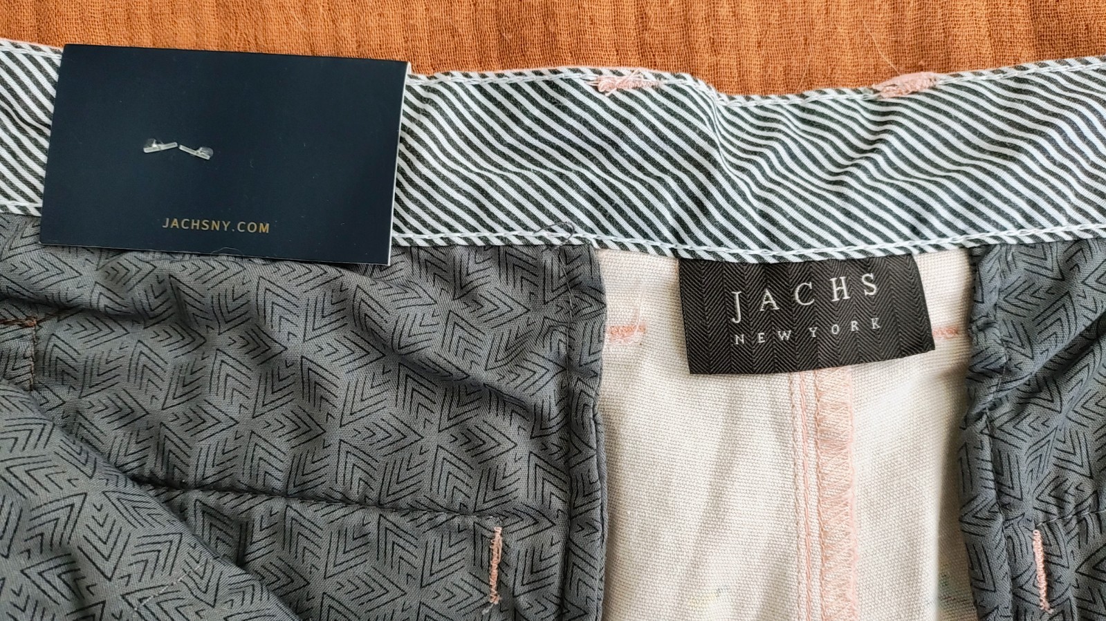 Jachs NY Pink Surfer Print Twill Shorts Size 34 (Appx 37″W) Stretch Classic New
