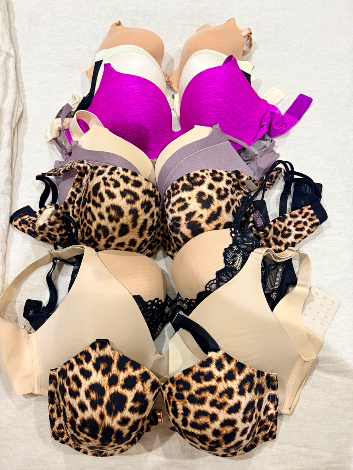 Soma/Victoria’s Secret Women’s Lace Bra Lot Beige & Purple Leopard Animal Print.