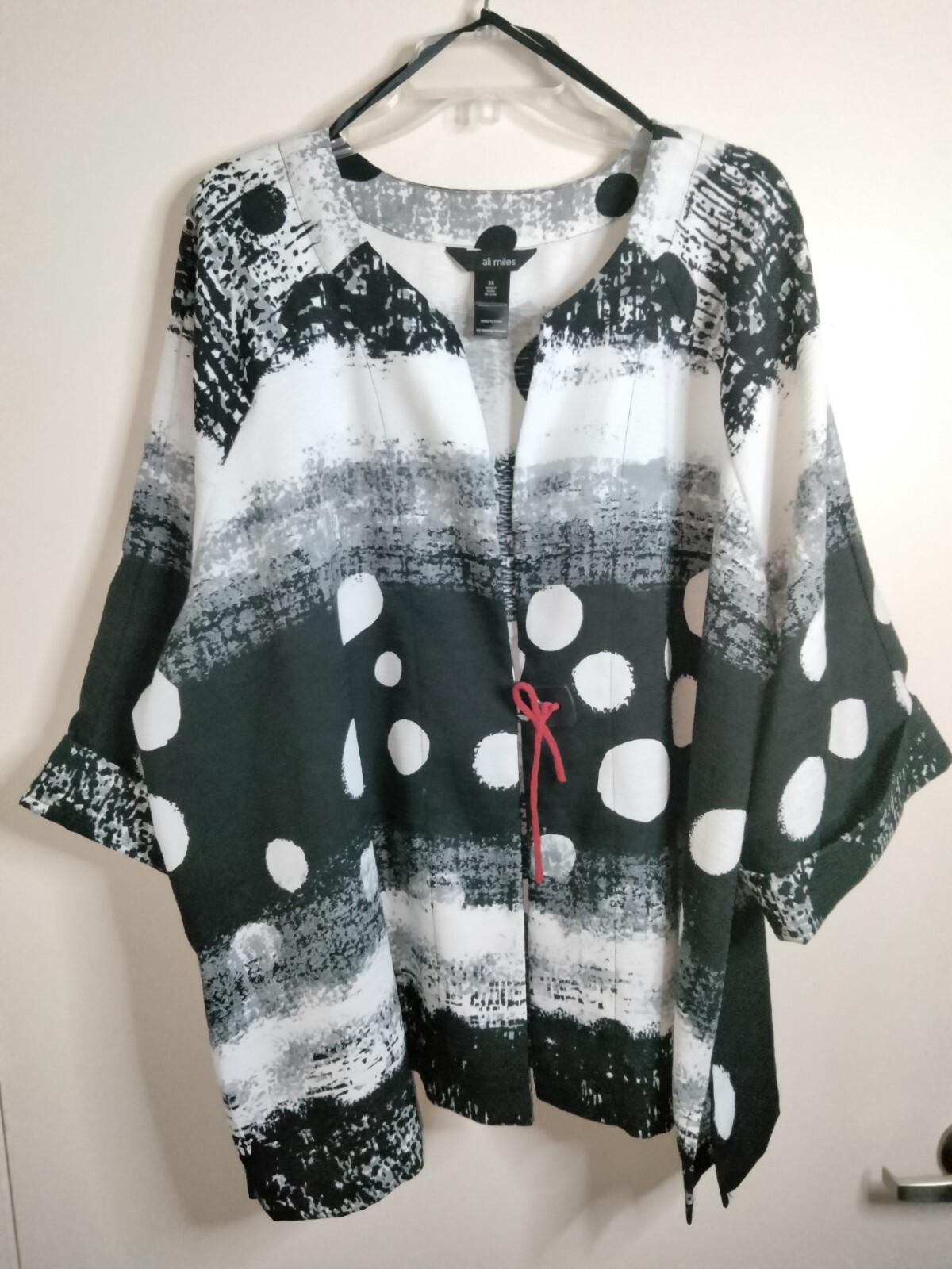 Ali Miles Size 3X Multicolor Polka Dot Wide Cuff Sleeves Button Closure Jacket