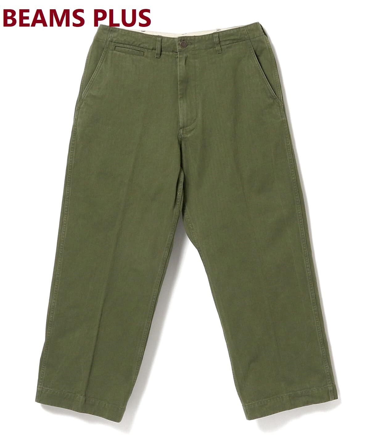 New BEAMS PLUS Mil Trousers Herringbone Olive Military Pants Limited Tokyo S-XL