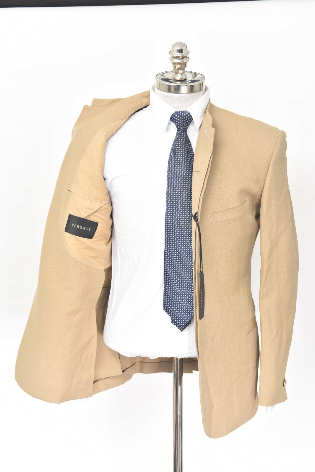 NWT VERSACE Black Label Camel Brown Mock Neck Mandarin Jacket 38 R (EU 48)