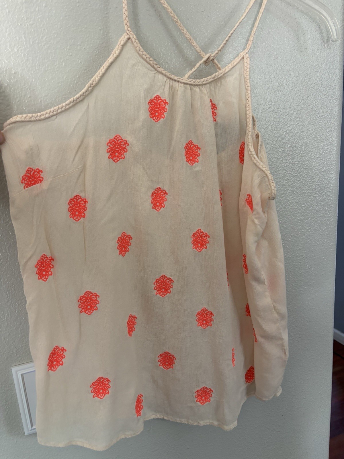 Maurices Cream Halter Tank with Braided Strap Detail