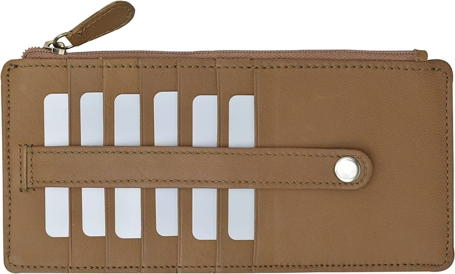 Cavelio Leather Thin Vertical Stacker Card Case Wallet with ID Window