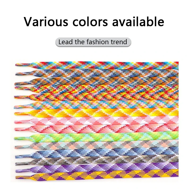1 Pair Rainbow Shoelace Colorful Striped Shoe Laces for Woman Man Width 1CM Flat