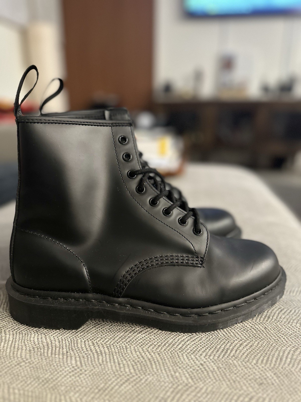 Dr. Martens Black Leather Lace-Up Combat Ankle Boots Round Toe Men’s US 11