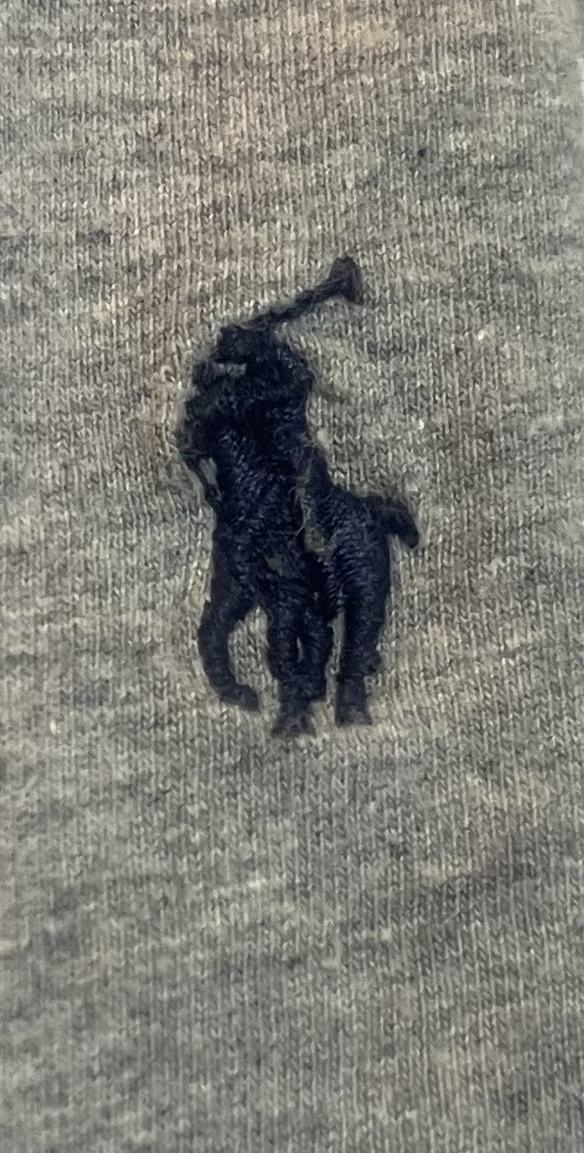 Polo Ralph Lauren Gray V-Neck Short Sleeve Cotton Jersey Polo Pony Logo Tee L/G