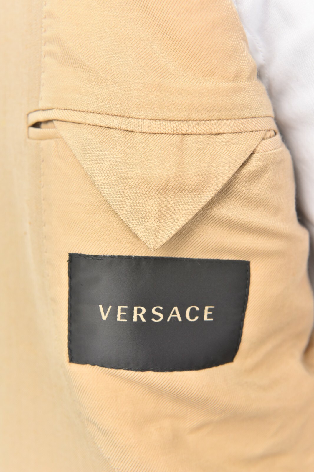 NWT VERSACE Black Label Camel Brown Mock Neck Mandarin Jacket 38 R (EU 48)