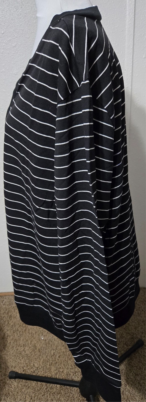 2X CW Classics NEW womens bust 56″ L 28″ top blouse black white striped button